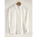 Camisa blanca pura con cuello alto para dama